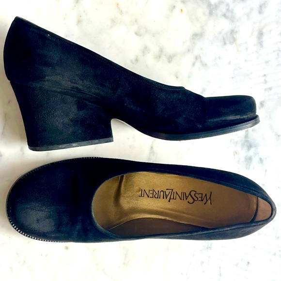 Yves Saint Laurent suede platform pumps, black, GUC, 6.5 (runs small) - Picture 1 of 11